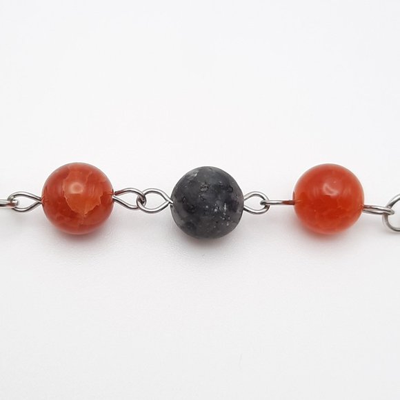 Pentacle Fire Agate Labradorite Chakra Gemstone Keychain Handmade Accessory - Picture 4 of 7